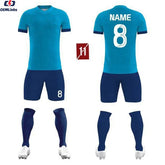 Wholesale Custom High Quality 2023 Soccer Kits Blue and White Soccer Jersey