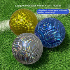 No.5 Thickened PVC Soccer Ball Adult Youth Training Kick-Resistant Laser Water Ripple Design Directly Supplied Manufacturer