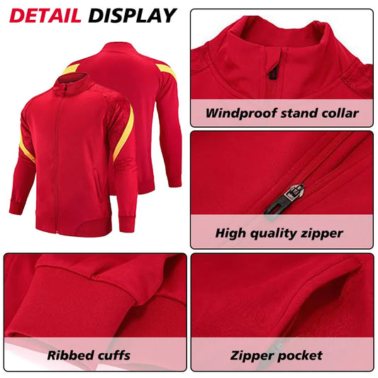Unisex Quick Dry Soccer Tracksuit Jacket Custom Full Zip Sport Training Set OEM Service for Football Includes Name Inscription