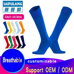 Hot Sale Grip High Quality Cotton Knee Double Stripe Towel Bottom Men Soccer Socks