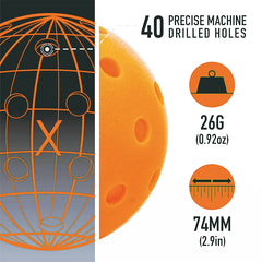 Usapa Pickleball Balls Competition Pickleball Ball Orange Outdoor Pickleball Balls
