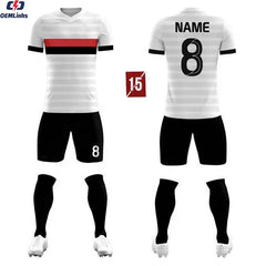 Customize Men Soccer Uniform Mens White Full Kit All Over Print Blank Soccer Jersey
