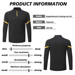 Unisex Quick Dry Soccer Tracksuit Jacket with Full Zip Custom Sport Training Set OEM Service Printed Name Team for Football Wear