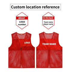 Custom High Visibility Clothing Sublimated Football/soccer Training Mesh Vests Bibs Safety Security Vest With Zipper
