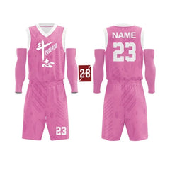 Custom Logo Printed Basketball Jersey Uniforms Pink Color Men Basketball Jersey Sport Wear