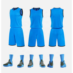 New Style Blank Basketball Mesh Sports Uniforms Sublimation Breathable Basketball Jersey Blue Custom