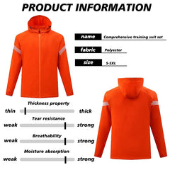 Unisex Quick Dry Soccer Tracksuit Custom Full Zip Jacket for Sport Training OEM Service with Name Printing for Football Teams