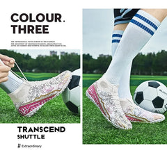 Adults Fashion Digital Printing Football Sports Training Shoes Turf Non-slip Spikes High-top Football Soccer Shoes