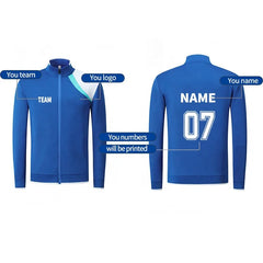 Custom Sublimated Printing Football Zip Jacket Shirt Wear Uniform Team Jersey Set Soccer Training Tracksuit