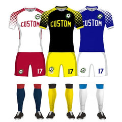 Personal Custom Soccer Jersey Fully Sublimation Printing Red and Yellow Soccer Jersey Set