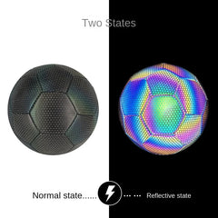 Lightweight Reflective Glowing Size 5 Adult Soccer Ball Glimmering Fluorescent PU & Thermal Bonded PVC Wear-Resistant Training