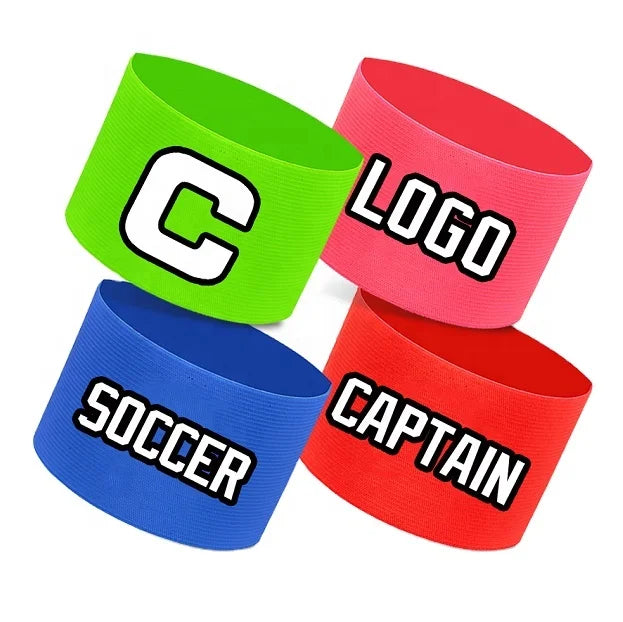 Customized Logo Adjustable Elastic Nylon Soccer Training Bands Football Captain Armband for Workout Exercise Sport