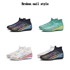 Adults Fashion Digital Printing Football Sports Training Shoes Turf Non-slip Spikes High-top Football Soccer Shoes