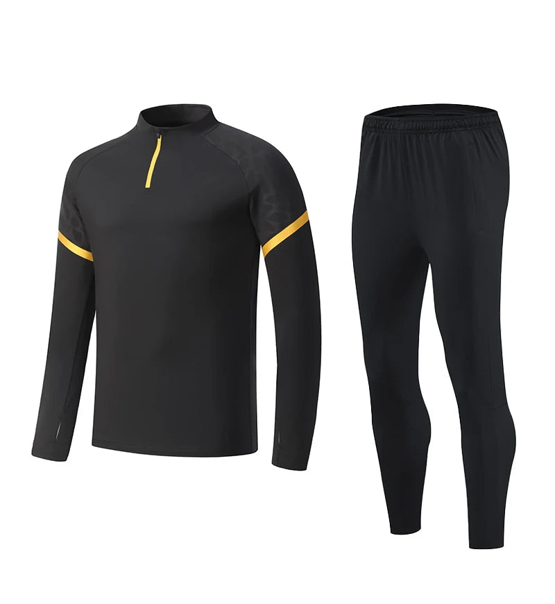 Unisex Quick Dry Soccer Tracksuit Jacket with Full Zip Custom Sport Training Set OEM Service Printed Name Team for Football Wear