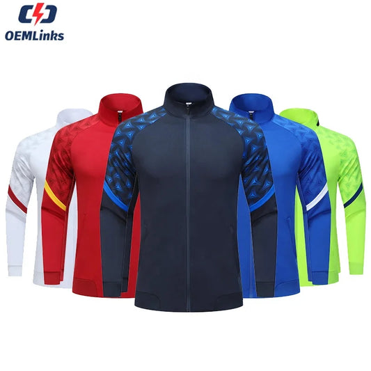 Unisex Quick Dry Soccer Tracksuit Jacket Custom Full Zip Football Wear with OEM Service Featuring Team Name and Name Printing