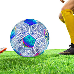 Wholesale DIY Holographic Glowing Soccer Ball Size 5 PVC with Reflective Luminous Pu for Children's Machine Sewing Footballs