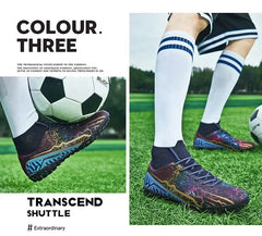 Top Quality Adults Fashion Digital Printing Football Sports Training Shoes Turf Non-slip Spikes High-top Football Soccer Shoes