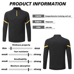 Unisex Quick Dry Soccer Tracksuit Jacket with Full Zip Custom Sport Training Set OEM Service Printed Name Team for Football Wear