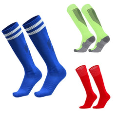 High Quality Cotton Double Stripe Towel Bottom Soccer Grip Over Knee Sport Socks for Men