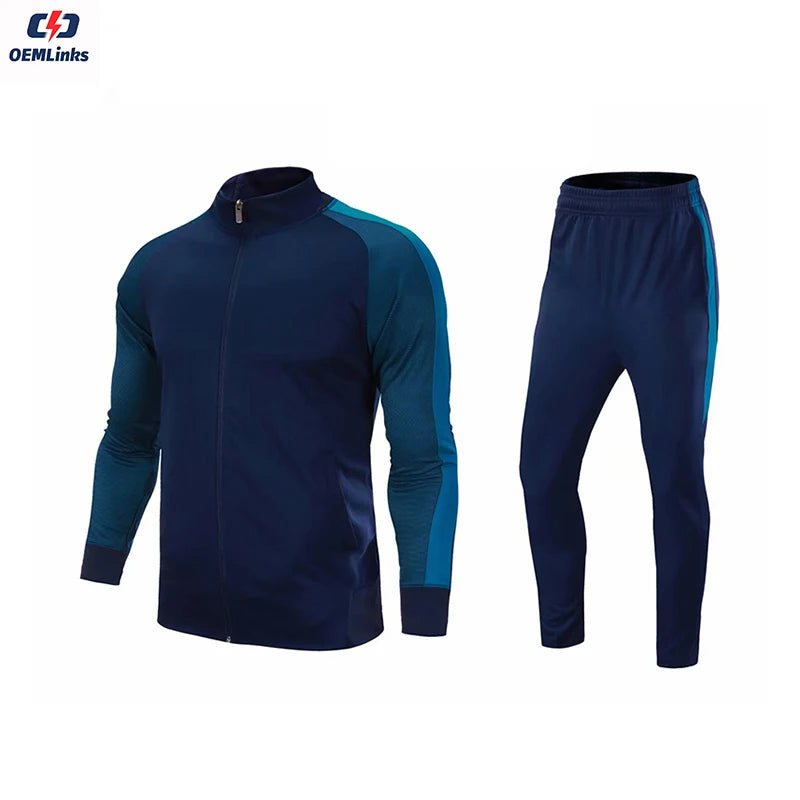 Custom Hot Sale  Sportswears Gym Fitness Training Tracksuits Men Two Piece Set Tracksuit Zip Jacket Jogging Pant Suit for Men