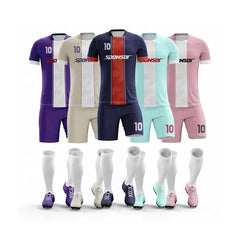High Quality Light Weight Fully Custom Football Soccer Uniform Sportswear Shirts Jerseys / Shorts Sublimation Set