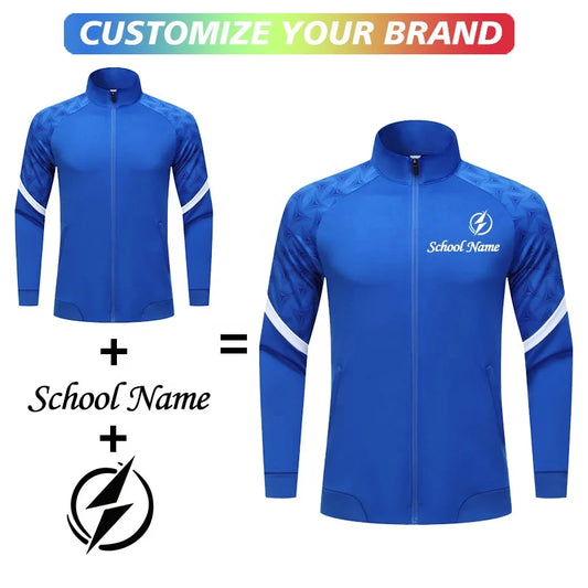 Unisex Quick Dry Soccer Tracksuit Jacket Custom Full Zip Football Wear with OEM Service Featuring Team Name and Name Printing
